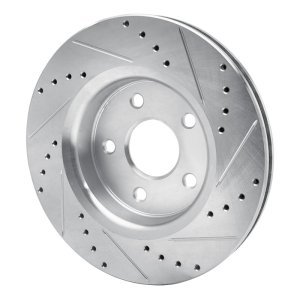 Jeep Commander Brake Rotor (1) - Front Left - R1 Concepts - Drilled & Slotted - Silver - `05-`10